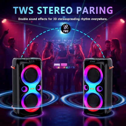 Loud Bluetooth Speaker 120W Portable Wireless Speaker Deep Bass LED Light Boombox Outdoor Party Audio