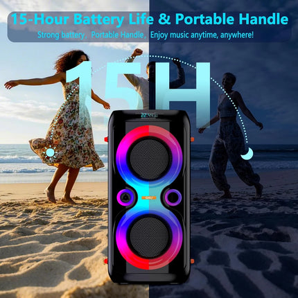 Loud Bluetooth Speaker 120W Portable Wireless Speaker Deep Bass LED Light Boombox Outdoor Party Audio