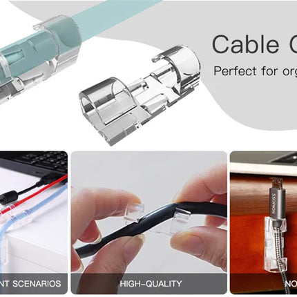 Cable Organizer Clips Cable Management Desktop & Workstation ABS Wire Manager Cord Holder USB Charging Data Line Bobbin Winder