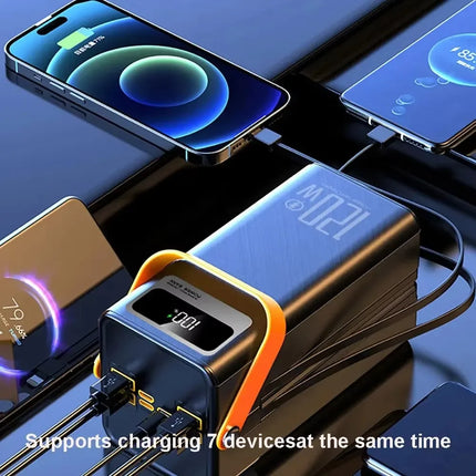 120W 150000mAh Fast Charging Power Bank Large Capacity Outdoor Mobile Power Supply External Spare Battery for Outdoor Camping