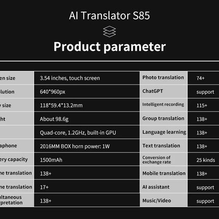 Language Translator Device AI Translation Support ChatGPT 138 Languages Translation Two Way Real Time Voice Translation