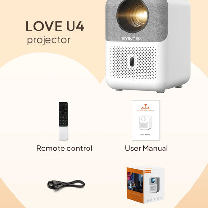 BYINTEK U4 LOVE  1 Projector 4K Smart 1080P Mini Home Theater Video Android WIFI for Smartphone Cinema