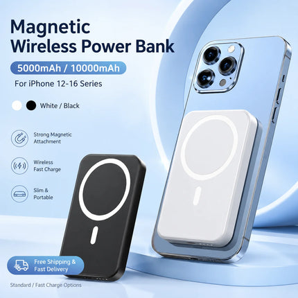 Magnetic Wireless Power Bank 5000mAh 10000mAh Portable Charger For iPhone 12 13 14 15 16 Series Magnetic Wireless Phones