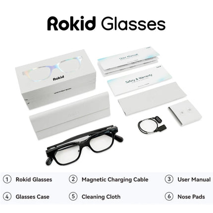 Rokid Glasses Smart AI Glasses Dual-eye Display 12MP Camera 89 Languages Live Translation Hi-Fi Open-ear Audio