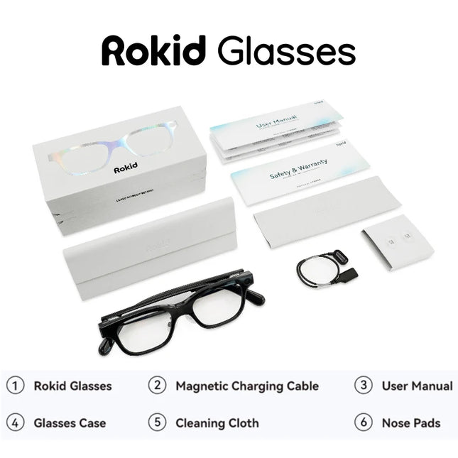 Rokid Glasses Smart AI Glasses Dual-eye Display 12MP Camera 89 Languages Live Translation Hi-Fi Open-ear Audio