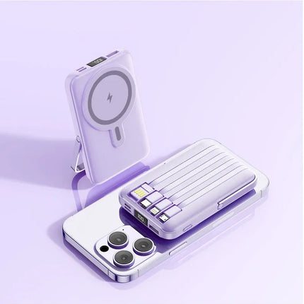 New Magnetic Power Bank 20000mAh Fast Charging Wireless W/ Cables Stand for IPhone Magsafe Powerbank Portable External Battery