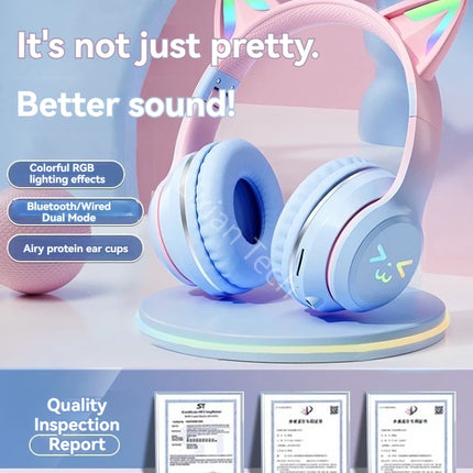 RGB Glow Earphones Wireless Earbuds 5.3 Cat Ear Bluetooth Sports Headphones Bluetooth Mp3 Players Microphone Sale Headset Gamer