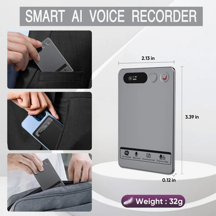 AI Voice Recorder 118 Languages ChatGPT-5  App Phone Call Mini Audio for Meetings, Lectures，Calls, AI Transcription Transcribe
