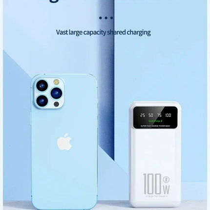 20000mAh Digital Display Power Bank 100W High Speed Fast Charger With LED Light Portable External Battery For All Smart Phones