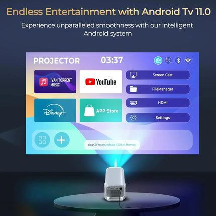 DITONG 4K Projector Android Native 1080P 600ANSI Portable Auto Focus Video Home Cinema Outdoor HD LED Projetor