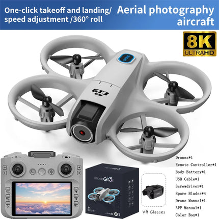 NEW GT3 Mini Drone 4K/8K Professional HD Camera Optical Flow Altitude Hold 5G WiFi FPV Safe Quadcopter Toy Gift For Kid Beginner