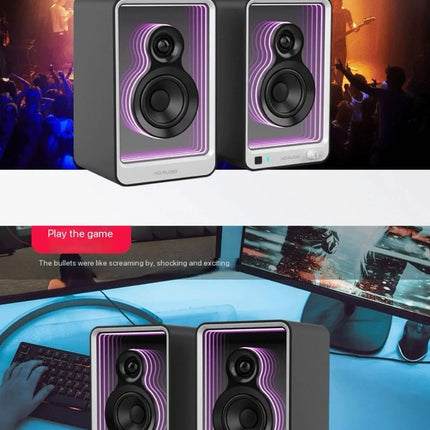 New 2.0 Wireless Bluetooth Speaker, Desktop HIFI Stereo Sound Speaker, Deep Abyss Mirror RGB Colorful Light Bookshelf Speaker fo