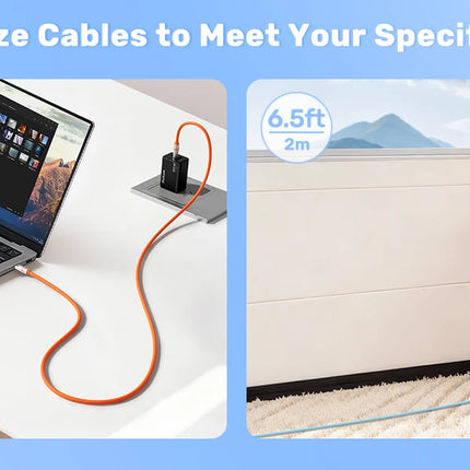 Hichain PD240W USB C Fast Charging Cable Soft Liquid Silicone Type to C Cable For iphone Laptop Tablets Earphones 1.2M/2M
