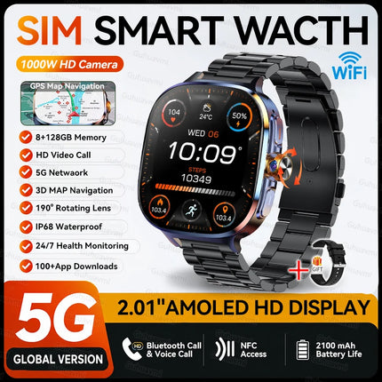 All-Network 5G/4G SIM Smart Watch 8GB+128GB RAM 1000W HD Camera GPS WIFI Bluetooth Call 100+ App Download Smart Watches Man 2026