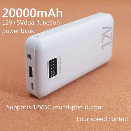 Power Bank 20000mah 12V DC Output Portable Battery External Charging Variable Speed Charger For iPhone Air Conditioned Clothing