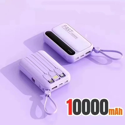 Lenovo Large Capacity 500000mAh Portable Power Bank Built In 4 Cables Fast Charging Battery For All Phones