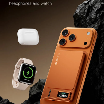 3 In 1 Magnetic Powerbank 15W Wireless Fast Charing With Intelligent TFT Screen External Battery For iPhone 12-17  Watch Airpod