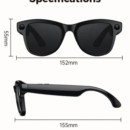 2026 AI Smart Glasses M02 Ultra 1080P HD Camera ChatGPT 3600mAh Charging Case Power Bank 32GB Translation Music Video Sunglasse