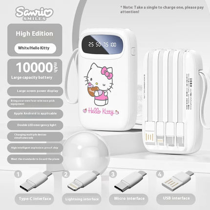 Mobile Power Bank 10000mah Fast Charging Large Capacity Built In Cable Ultra Thin Portable Lighting Exquisite Mobile Power Bank