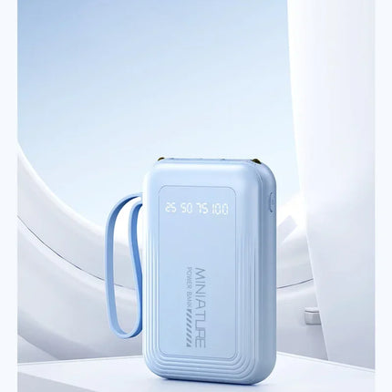Lenovo 500000mAh Mini Power Bank Super Fast Charging LED Digital Display 4 In 1 Built In Cables Power Bank For IPhone Android