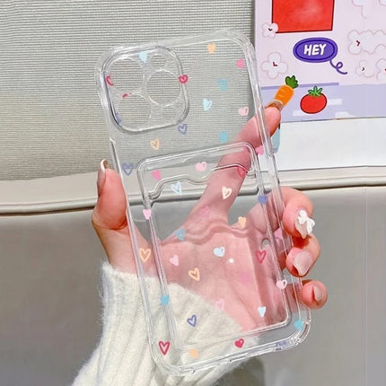 A Colorful Heart-Shaped Phone Case For iPhone 17 Cases iPhone 16 15 14 13 12 11 Pro Max XS X XR 7 8 Plus With A Card Slot Cover