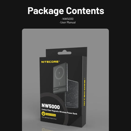 NITECORE NW5000 Magnetic Wireless Mobile Power Bank Portable Poverbank 5000mAh Carbon Fiber QC3.0 QC2.0 20W Fast Charge
