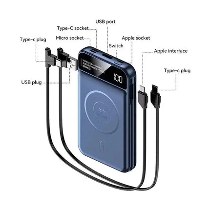 Lenovo Power Bank 50000mah Wireless Charging For Magsafe Magnetic Charging Built-in Wire Mobile Phone Battery For IPhone