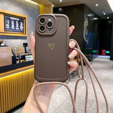 With Lanyard Love Phone Cases for IPhone 17 16 15 14 13 12 11 Pro Max Crossbody Silicone Back Cover