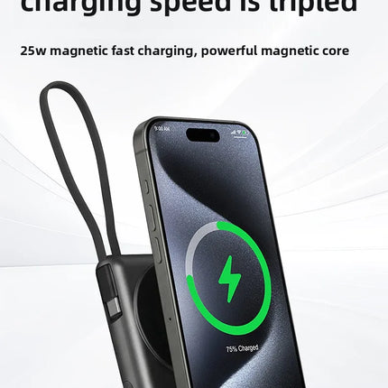 [CCC With QR code] Qi2.2 25W Magnetic Wireless Power Bank Semi-Solid Battery 10000mAh PD30W Type C Stand Charger For Notebook