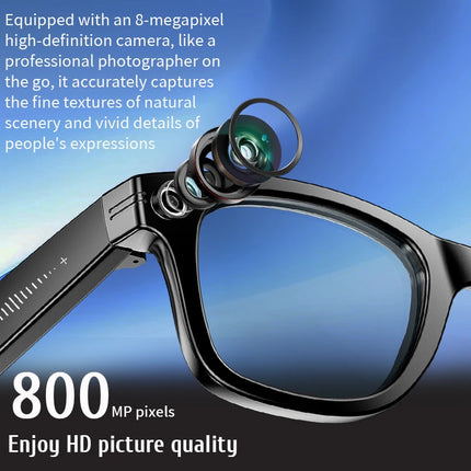 LIGE AI Smart Glasses 8MP HD Camera Video Bluetooth Call Intelligent Translation 270mAh Battery Voice Assistant Music Sunglasses