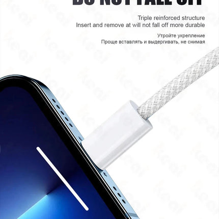 60W USB C Phone Cable For iPhone 16 15 17 Pro Max 17 Air Plus Fast Charging Type-C Charge Braided Cables USB to Type C Data Line