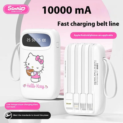 Mobile Power Bank 10000mah Fast Charging Large Capacity Built In Cable Ultra Thin Portable Lighting Exquisite Mobile Power Bank