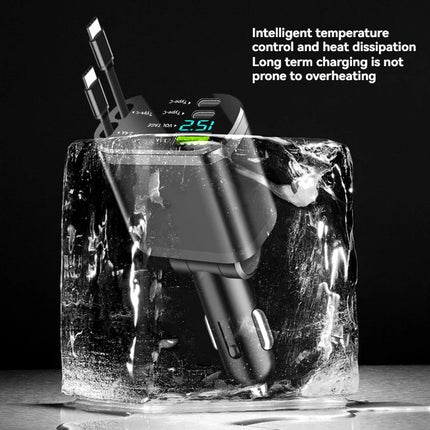 Car charger, car charger with retractable cable, car PD, car fast charging, super fast charging, flash charging, five in one cig