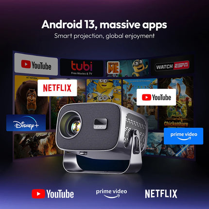 VEVSHAO A12 Projector Mini Portable  LED Video Android 13.0 WIFI 6 Mirror SmartPhone for 1080P 4K Video Home Cinema Projector