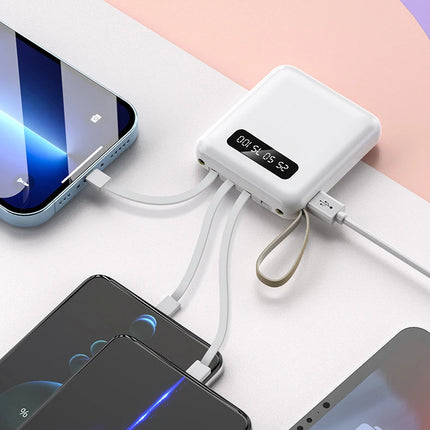 Portable Mini Power Bank 20000mAh Large Capacity Fast Charging Powerbank with 4 Lines External Battery Charger for iPhone Xiaomi