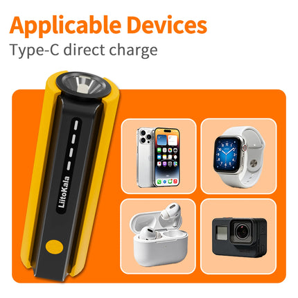LiitoKala PB-E01 21700 5000mAh Power Bank Fast Charger Wireless Portable Charger 21700 Power Bank For iPhone 17 Spare Battery