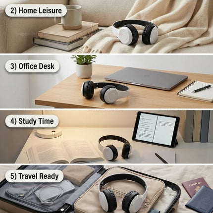 High Fidelity Bluetooth Wireless Headset, Clear Stereo Sound Over Ear Headphones with Built-in HD Mic, Stable Connection