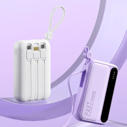 Lenovo 120W 500000mAh Power Bank Large Capacity 4 In1 Cables Intelligent Digital Display Light Portable Powerbank For iPhone New