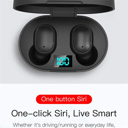 Digital Display Bluetooth Earphones with Mic TWS E6S Wireless Bluetooth Headset Noise Cancelling Headset for Xiaomi Huawei Oppo