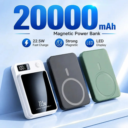 Magnetic Power Bank 20000mAh Large Capacity Wireless Fast Charging Suitable for IPhone Xiaomi Huawei Universal Mobile Power Bank