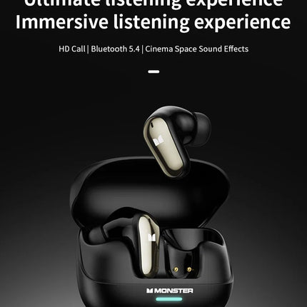 Monster MQT52 Wireless Headphones Bluetooth 5.4 HIFI Stereo Earphones Talking Noise Canceling Music  Gaming Headset with Mic