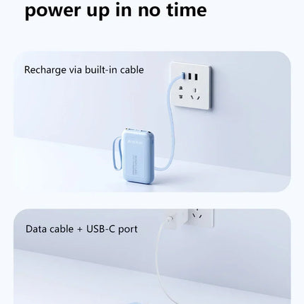 Lenovo 500000mAh Mini Power Bank Super Fast Charging LED Digital Display 4 In 1 Built In Cables Power Bank For IPhone Android