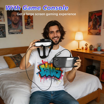 Head-Mounted Gaming Monitor, Non-VR/AR, Binocular Display Screen, High-Definition Display 1280x720P, HDMI Link Use