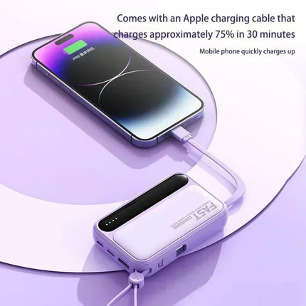 Lenovo 120W Large Capacity 500000mAh Power Bank 4-in-1 Cables Intelligent Digital Display Portable  Powerbank for iPhone New