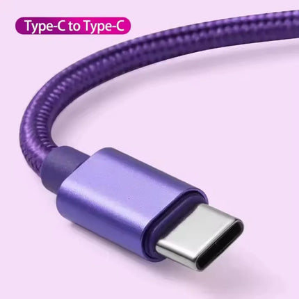 66W 5A USB C To Type C Fast Charging Data Cable USB Type C to Type-C Nylon Braided Quick Charge Charger Adapter Cable 1m 2m 3m