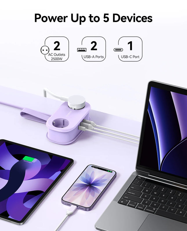 ORICO AP3 EU Plug 20W PD Power Strip 2AC Outlets 2USB 1Type-C 1.53M Electrical Extension Cord Fast Charging for Home/Travle