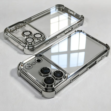 Luxury Shockproof Plating Phone Case For iPhone 17 15 16 Pro Max 17Pro Soft Silicone Clear Cases For iPhone 14 13 Pro Max Cover