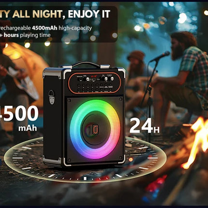 S68 Kara Ok with 2 Microphones, Portable Bluetooth 5.3 Kara Ok Speaker, Suitable for Outdoor Activities, Parties and Parties