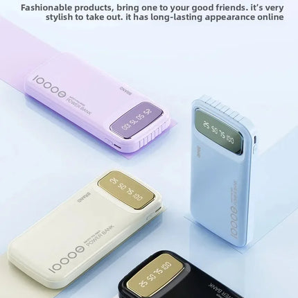 CCC Certified 10000mAh 20000mAh Power Bank Built in Type C Cable Ultra Thin Digital Display Portable External Battery Powerbank