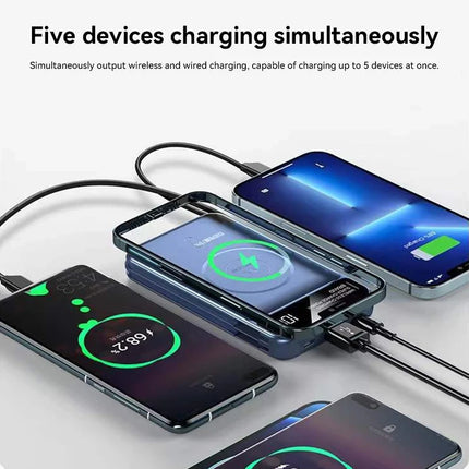 Lenovo Power Bank 50000mah Wireless Charging For Magsafe Magnetic Charging Built-in Wire Mobile Phone Battery For IPhone